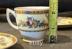 1930's Myott Staffordshire England Set Of 4 Carlton Demitasse Cups & Saucers HTF