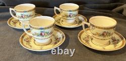 1930's Myott Staffordshire England Set Of 4 Carlton Demitasse Cups & Saucers HTF