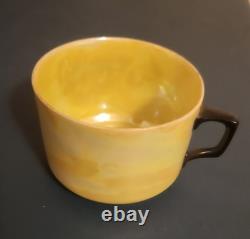 1940s Yellow Iridescent Bavarian Lusterware Demitasse Cups and Saucers