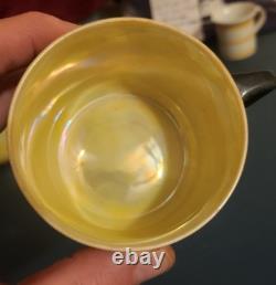 1940s Yellow Iridescent Bavarian Lusterware Demitasse Cups and Saucers