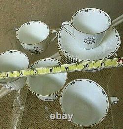 1960s RORSTRAND SWEDEN LINNEA ADELBORG PORCELAIN GILD DEMITASSE CUP SAUCER SET