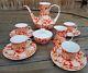 1969 Block Valencia Demitasse Set-teapot, Creamer, Sugar Bowl, 4 Cups & Saucers