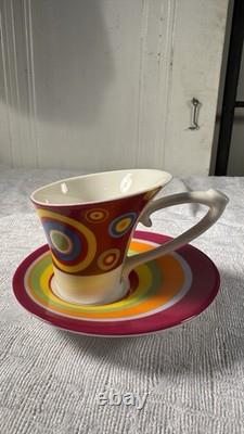 1980s Memphis Style Post Modern Demitasse Espresso Cups Saucers Set of 6