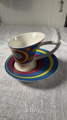 1980s Memphis Style Post Modern Demitasse Espresso Cups Saucers Set of 6
