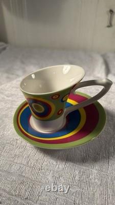 1980s Memphis Style Post Modern Demitasse Espresso Cups Saucers Set of 6