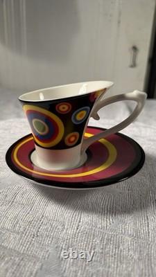 1980s Memphis Style Post Modern Demitasse Espresso Cups Saucers Set of 6