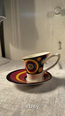 1980s Memphis Style Post Modern Demitasse Espresso Cups Saucers Set of 6