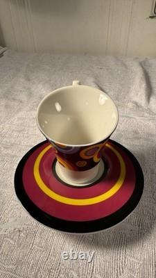 1980s Memphis Style Post Modern Demitasse Espresso Cups Saucers Set of 6
