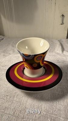 1980s Memphis Style Post Modern Demitasse Espresso Cups Saucers Set of 6