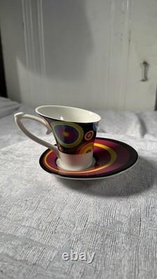 1980s Memphis Style Post Modern Demitasse Espresso Cups Saucers Set of 6