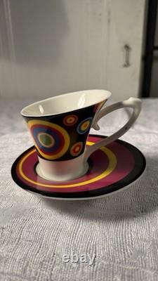 1980s Memphis Style Post Modern Demitasse Espresso Cups Saucers Set of 6