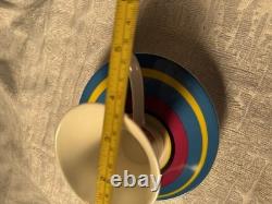 1980s Memphis Style Post Modern Demitasse Espresso Cups Saucers Set of 6