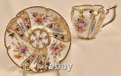19th C. Donath Dresden Demitasse Cup & Saucer, Exquisitely Delicate
