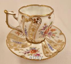 19th C. Donath Dresden Demitasse Cup & Saucer, Exquisitely Delicate