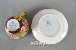 19th Cent Royal Vienna Style Hand Painted Courting Couple Demitasse Cup & Saucer