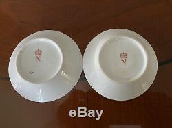 2 Antique French Napoleon Porcelain Demitasse Cup and Saucer One Pair