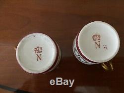 2 Antique French Napoleon Porcelain Demitasse Cup and Saucer One Pair