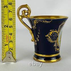 2 Antique c1890 Austrian Royal Vienna Demitasse Espresso Cup & Saucer Gold Gilt