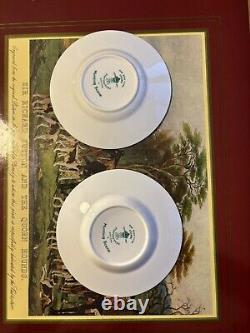 2 Crown Staffordshire HUNTING SCENE Demitasse Cups Saucers and Sandwich Plates