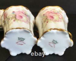 2 HAVILAND LIMOGES SCHLEIGER 257C PINK ROSES DEMITASSE CUP and SAUCER