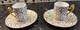 2 Herend Sprog (petite Sevres Roses) Demistasse Cups & Saucers 24kt Gold Trim
