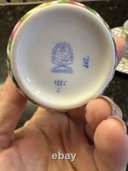 2 Herend Sprog (Petite Sevres Roses) Demistasse Cups & Saucers 24kt gold trim
