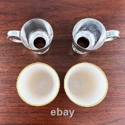 2 La Paglia International Sterling Silver Porcelain Demitasse Cups Saucers #118