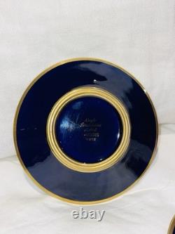 2 Limoges Legie Porcelain D'art Cobalt & Thick Gold Demitasse Cup & Saucer