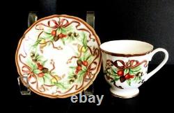 2 MINT BOXED TIFFANY & CO HOLIDAY WHITE DEMITASSE CUP cups SAUCER CHRISTMAS #2