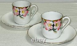 2 Noritake AZALEA 2 DEMITASSE CUPS & SAUCERS EARLY RED MARK