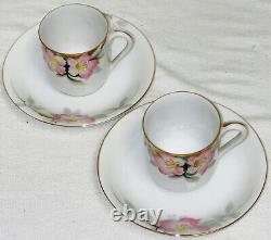 2 Noritake AZALEA 2 DEMITASSE CUPS & SAUCERS EARLY RED MARK