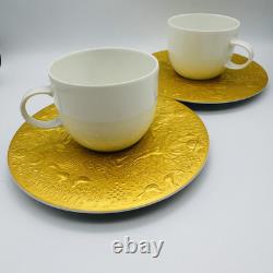 (2) Pair of Rosenthal 24k Gold Demitasse Cup Saucer Sets Bjorn Wiinblad Mint (C)