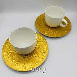 (2) Pair of Rosenthal 24k Gold Demitasse Cup Saucer Sets Bjorn Wiinblad Mint (C)