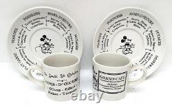 2 Rare Vintage Disneyland Paris Walts French Menu Demitasse Cups Saucers Disney