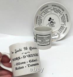 2 Rare Vintage Disneyland Paris Walts French Menu Demitasse Cups Saucers Disney