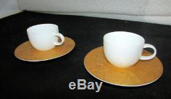 2 Rosenthal Magic Flute Gold Sarastro Demitasse Cups And Saucers Bjorn Wiinblad