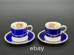 (2) Royal Crown Derby Cobalt Floral Demitasse Cups Saucers A300 Cuthbert Gresley