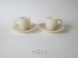 2 SETS IVORY Tan Demitasse Childs Cups & Saucers Fire King Anchor Hocking 4pcs