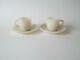 2 Sets Ivory Tan Demitasse Childs Cups & Saucers Fire King Anchor Hocking 4pcs