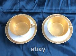 2 Set Antique Nymphenburg Porcelain Demitasse Cups & Saucers Gold Pattern NICE
