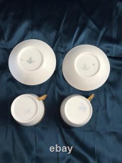 2 Set Antique Nymphenburg Porcelain Demitasse Cups & Saucers Gold Pattern NICE