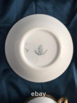 2 Set Antique Nymphenburg Porcelain Demitasse Cups & Saucers Gold Pattern NICE