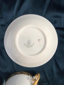 2 Set Antique Nymphenburg Porcelain Demitasse Cups & Saucers Gold Pattern NICE