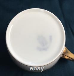 2 Set Antique Nymphenburg Porcelain Demitasse Cups & Saucers Gold Pattern NICE