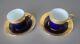 2 Sets Vintage Limoges Cobalt Blue & Gold Porcelain Demitasse Cups & Saucers Vgc