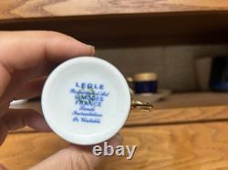 2 Sets Vintage Limoges Cobalt Blue & Gold Porcelain Demitasse Cups & Saucers VGC