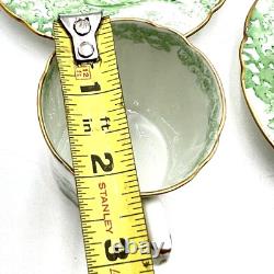 2 VTG 1940s Royal Crown Derby Green Aves Birds Demitasse Cup & Saucer Sets