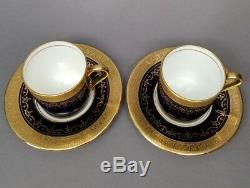 2 x Aynsley GEORGIAN COBALT SMOOTH Flat Demitasse Cup Saucer Sets 7348 READ #2