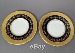 2 x Aynsley GEORGIAN COBALT SMOOTH Flat Demitasse Cup Saucer Sets 7348 READ #2