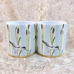 2 x HERMES Demitasse Coffee Cup & Saucer Les Matins De L'etang Porcelain withCase